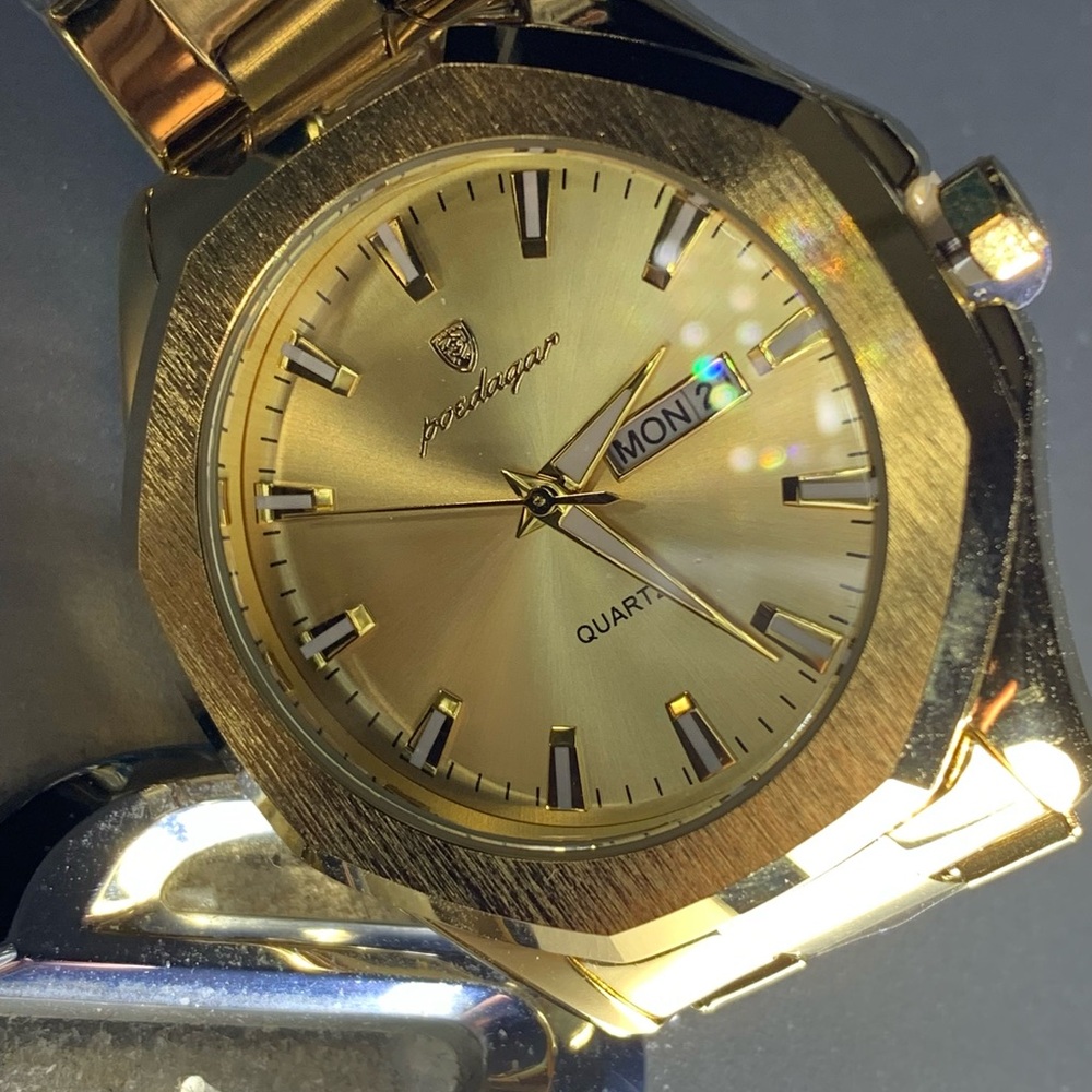 Gold Poedagar Day Date Watch Similar Look Patek Philippe Nautilus, NWT